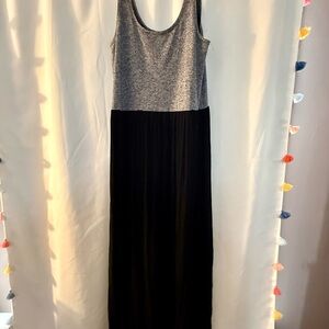 LOFT Heather Gray and Black Maxi Dress